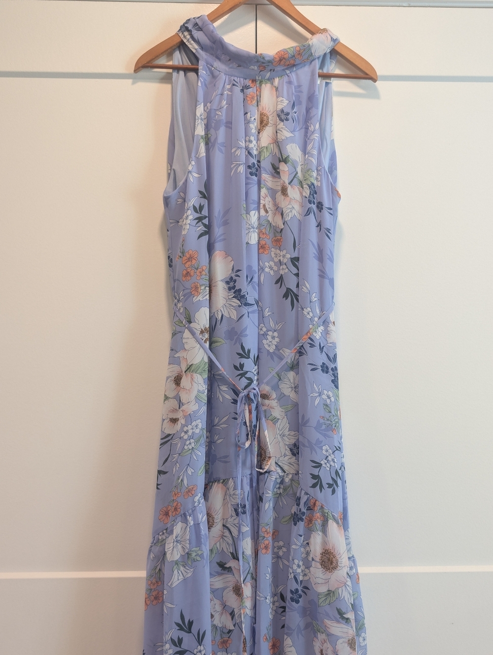 Eliza J Floral Maxi Lavender Floral Fit & Flare Halter Chiffon Dress Size 14 - Picture 3 of 12